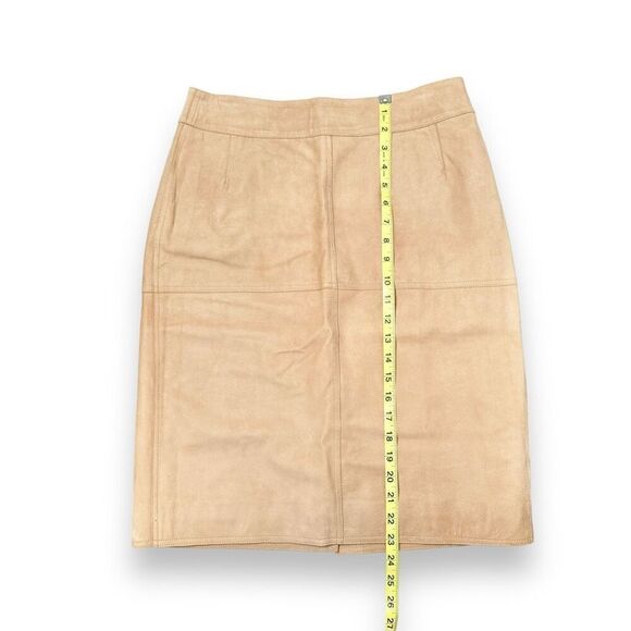 Emma Cook Camel Tan Knee Length 100% Genuine Suede Leather Skirt Womens Size S/M - Picture 8 of 8